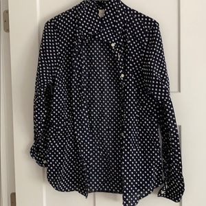 Polka dot jcrew navy button down shirt